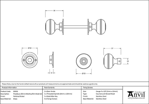 Prestbury Mortice/Rim Knob set Nickel 2 of 2 Prestbury Mortice/Rim Knob set Nickel